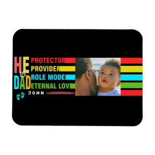 Colorful text He is DAD ,Dad Birthday Gift Magnet