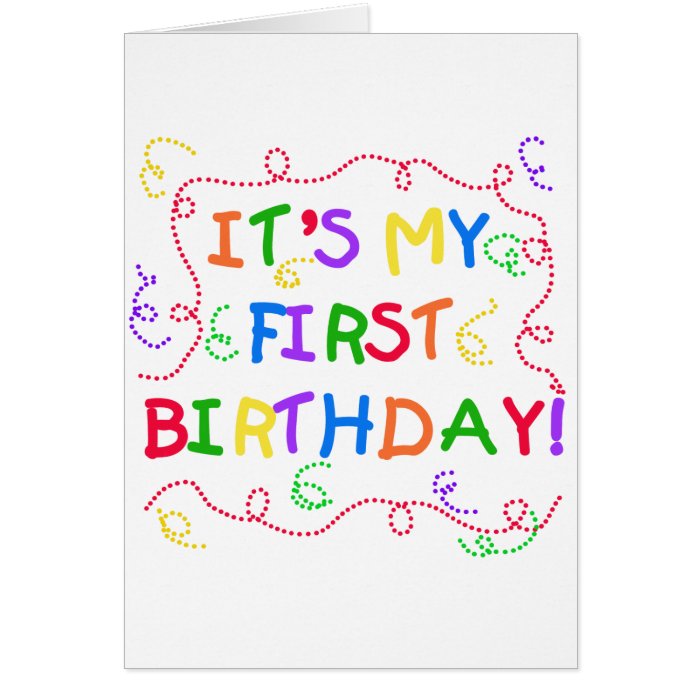 Colorful Text It's My First Birthday Cards