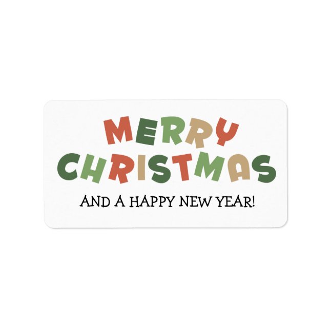 Colorful text merry Christmas happy new year Label (Front)