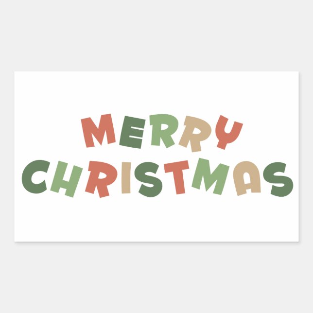 Colorful text merry Christmas letters Rectangular Sticker (Front)
