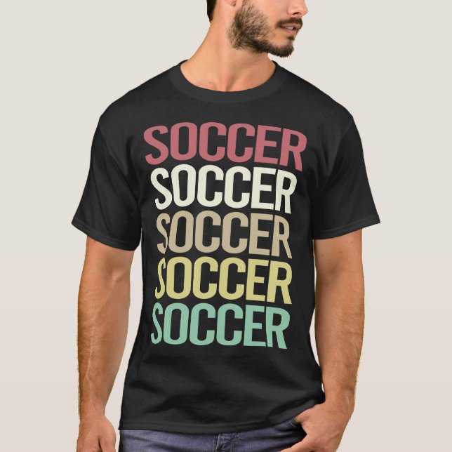 Colorful Text Soccer T-Shirt (Front)