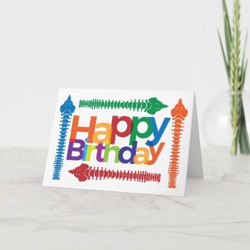 Colorful Text with Spines Chiropractic Birthday Card