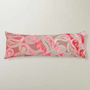 Colorful textile design featuring intricate paisle body pillow