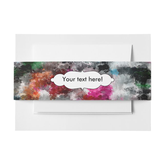 Colorful texture invitation belly band (Front Example)