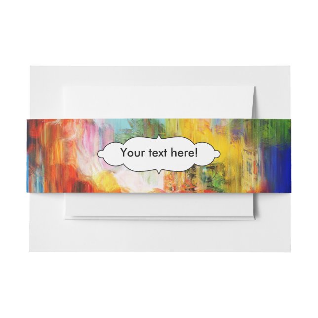 Colorful texture invitation belly band (Front Example)