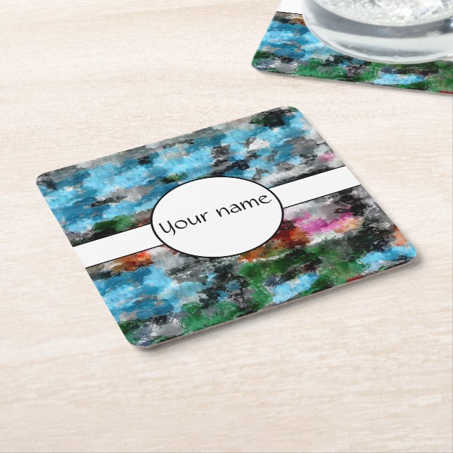 Colorful texture square paper coaster (Angled)