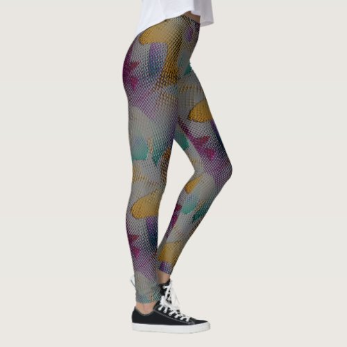 Colorful texture with small messy geometric shapes leggings