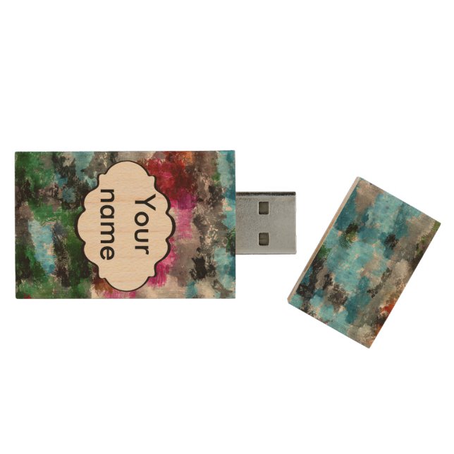 Colorful texture wood flash drive (Opened)