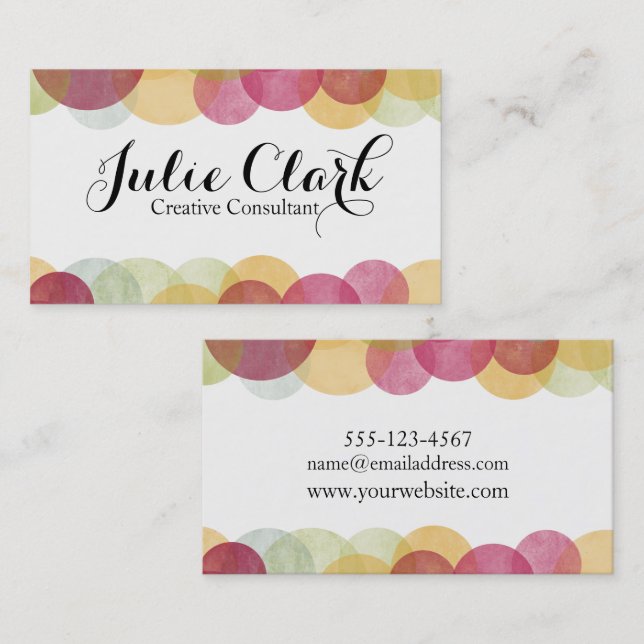 Colorful Textured Bubbles, Modern Whimsical Design Business Card (Front/Back)