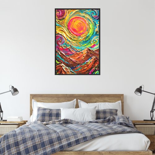 Colorful Textured Mountain Landscape Canvas Print