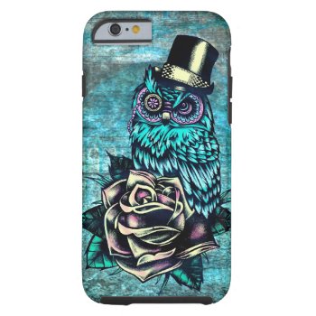 Colorful Textured Owl Illustration On Teal Base. Tough Iphone 6 Case by KPattersonDesign at Zazzle