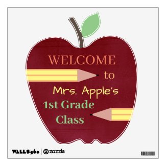 Colorful Textured Red Apple Welcome Class Decal