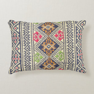 Colorful Thailand style rug surface close up vinta Accent Pillow