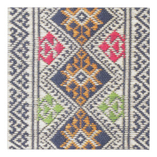 Colorful Thailand style rug surface close up vinta Faux Canvas Print