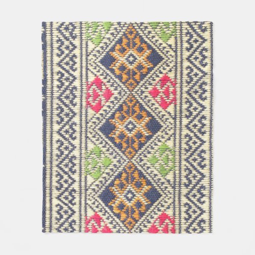 Colorful Thailand style rug surface close up vinta Fleece Blanket