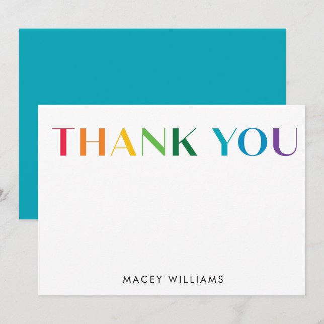 Colorful Thank You Card Personalized Stationery (Front/Back)