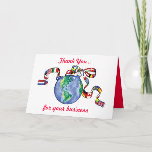 Colorful Thank You Christmas Flags Business Card