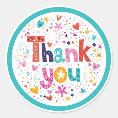 Colorful Thank You  Classic Round Sticker