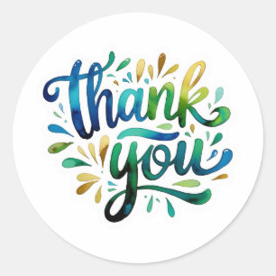 Colorful Thank You Classic Round Sticker