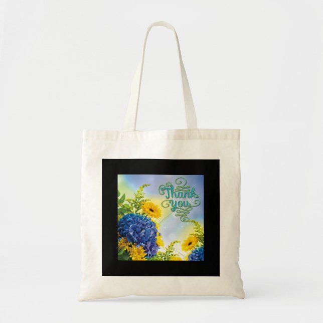 Colorful Thank You Floral Tote Bag (Front)
