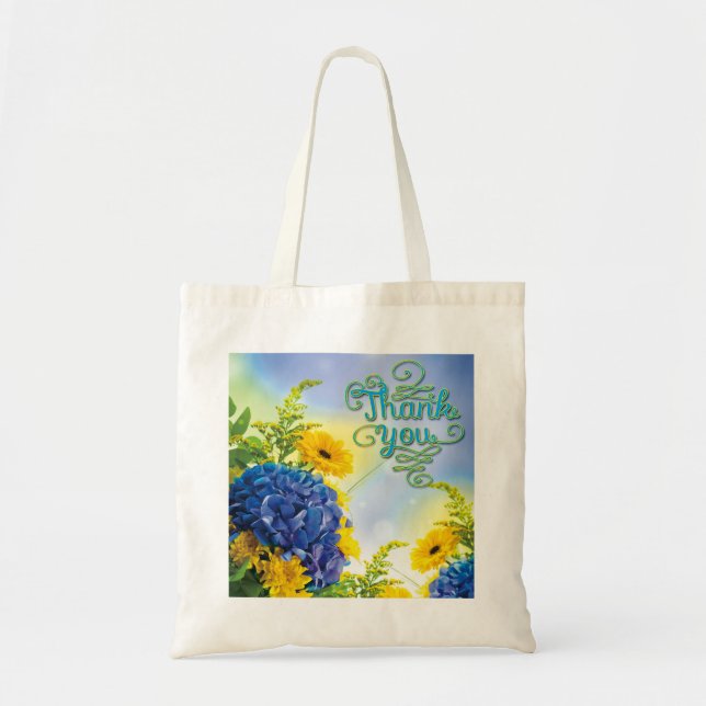 Colorful Thank You Floral Tote Bag (Front)