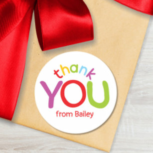 Colorful Thank You Kids Birthday Party Classic Round Sticker