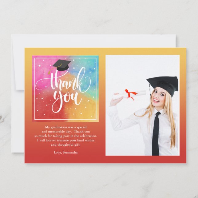 Colorful Thank You Photo Card Horizontal (Front)