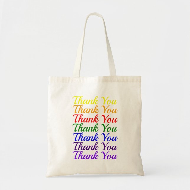 Colorful Thank You Rainbow Tote Bag (Front)