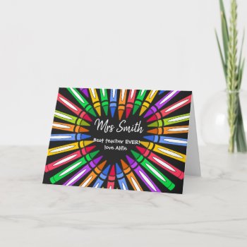Colorful Thank You  Teacher Big Heart Crayon Card by GenerationIns at Zazzle