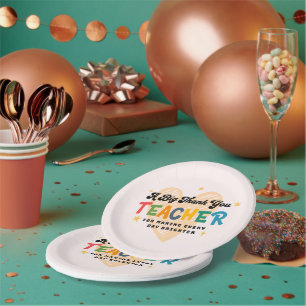Colorful Thank You Teacher Paper Plate