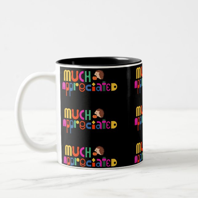Colorful Thank you theme much appreciated black Two-Tone Coffee Mug (Left)