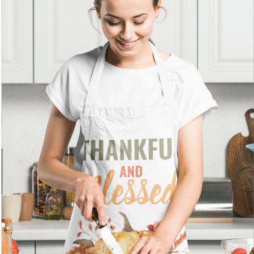 Colorful Thankful And Blessed With Pumpkin Gift Apron