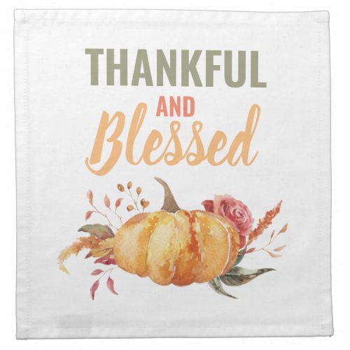 Colorful Thankful And Blessed With Pumpkin Gift Cloth Napkin