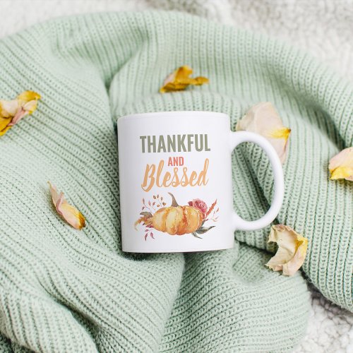 Colorful Thankful And Blessed With Pumpkin Gift Coffee Mug