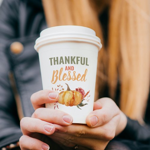 Colorful Thankful And Blessed With Pumpkin Gift Paper Cups