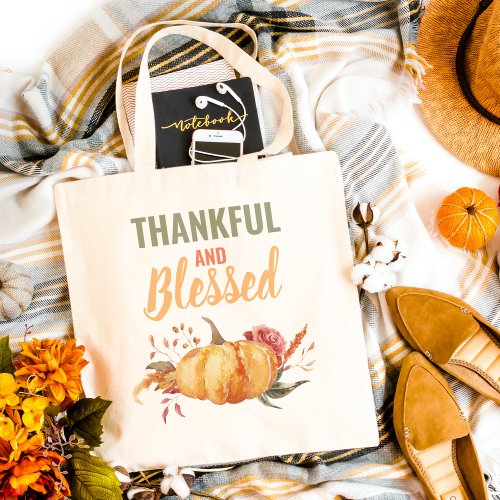 Colorful Thankful And Blessed With Pumpkin Gift Tote Bag