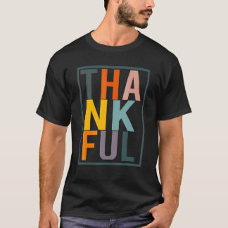 Colorful Thankful Letters Thanksgiving Fall Pumpki T-Shirt