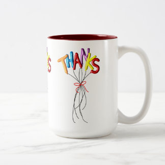 Colorful "Thanks" Spelled by Balloon Thank You Mug