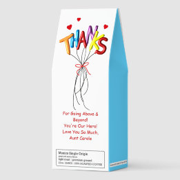 Colorful "Thanks" Spelled by Balloons Gift Roasted Coffee