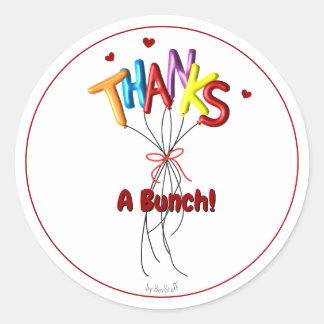 Colorful "Thanks" Spelled by Balloons Large Classic Round Sticker