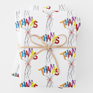 Colorful "Thanks" Spelled by Balloons  Wrapping Paper Sheets