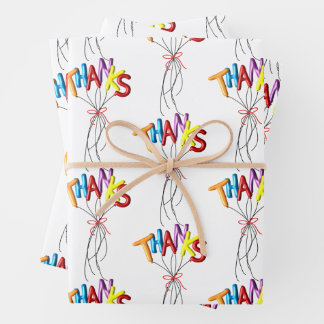 Colorful "Thanks" Spelled by Balloons Wrapping Paper Sheets