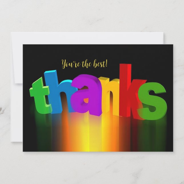 Colorful Thanks Thank You Card (Front)