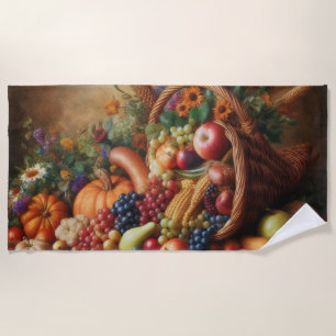 Colorful/Thanksgiving/Cornucopia/Fall Beach Towel