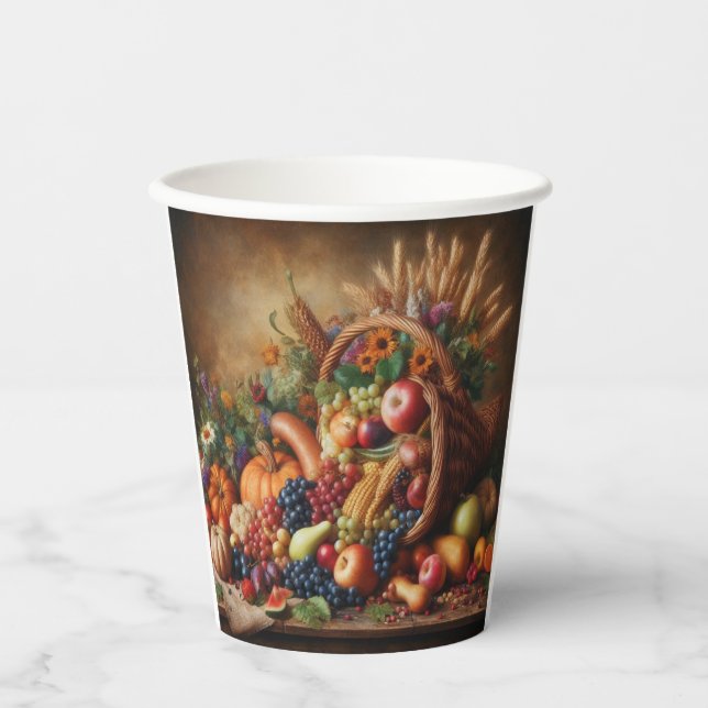 Colorful/Thanksgiving/Cornucopia/Fall Paper Cups (Front)