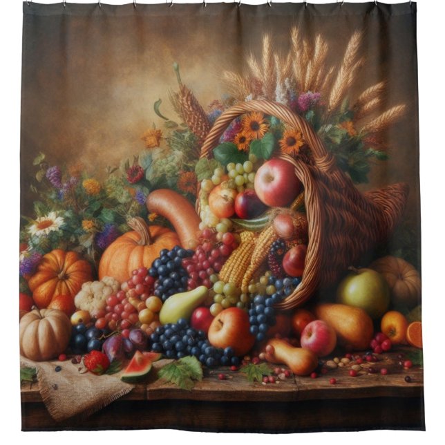 Colorful/Thanksgiving/Cornucopia/Fall Shower Curtain (Front)