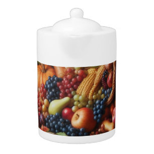 Colorful/Thanksgiving/Cornucopia/Fall Teapot