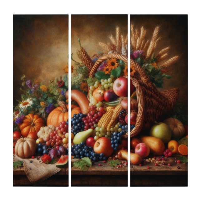 Colorful/Thanksgiving/Cornucopia/Fall Triptych (Front)