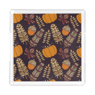 Colorful Thanksgiving Day, autumn pattern. Acrylic Tray