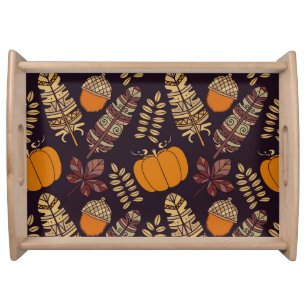 Colorful Thanksgiving Day, autumn pattern. Serving Tray